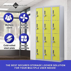 12-Door Locker for Office | Gym | Shed | School | Home Storage | 4-Digit Combination Lock