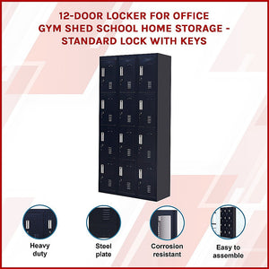 12-Door Locker for Office | Gym | Shed | School | Home Storage | Standard Lock with Keys
