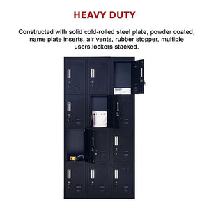 12-Door Locker for Office | Gym | Shed | School | Home Storage | Standard Lock with Keys