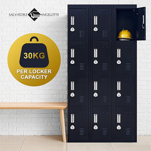 12-Door Locker for Office, Gym, Shed, School, Home Storage | 3-Digit Combination Lock