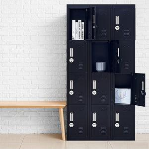 12-Door Locker for Office, Gym, Shed, School, Home Storage | 4-Digit Combination Lock
