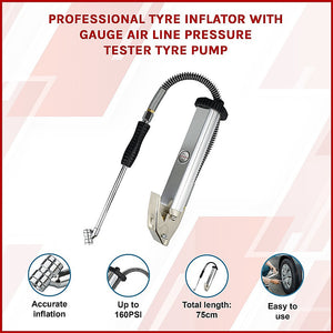 Professional Tyre Inflator | With Gauge | Air Line Pressure Tester | Tyre Pump