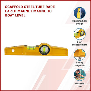 Scaffold Steel Tube Level | Rare Earth Magnet | Magnetic Boat Construction Level