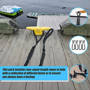 Marine Bungee Dock Line | 4-Pack | Boat Mooring Rope | Anchor Cord Stretchable