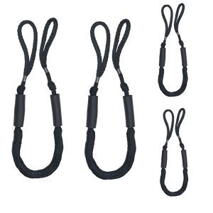 Marine Bungee Dock Line | 4-Pack | Boat Mooring Rope | Anchor Cord Stretchable