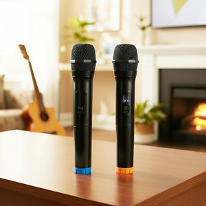2x Wireless Microphone | Handheld Cordless Professional Mic for Karaoke & Events