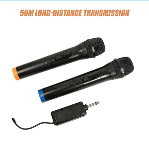 2x Wireless Microphone | Handheld Cordless Professional Mic for Karaoke & Events