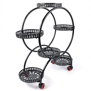 4 Layer 6 Pots Flower Holder Plant Stand Shelf | 4-Wheel Free Moving Rack