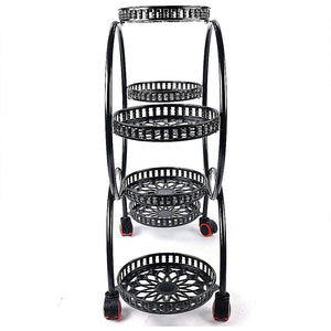 4 Layer 6 Pots Flower Holder Plant Stand Shelf | 4-Wheel Free Moving Rack