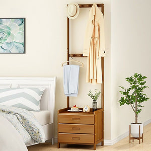 Modern Wooden Hall Stand | Minimalist Floor Coat Rack | Storage Drawer Included