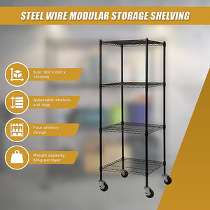 Modular Wire Storage Shelf | 600 x 600 x 1800mm | Steel Shelving