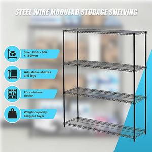 Modular Wire Storage Shelf | 1200 x 600 x 1800mm | Steel Shelving
