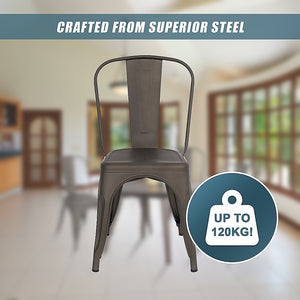 Vintage Metal Dining Chairs | Stackable | Set of 4 | Kitchen & Café Side Chairs