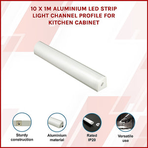 10 x 1M Aluminium LED Strip Light Channel Profiles | Kitchen Cabinet Lighting