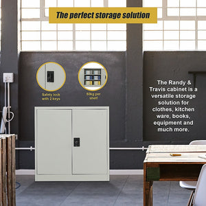 Two-Door Metal Short Cabinet Shelf Storage for Home Office Gym