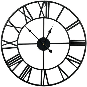 60cm Industrial Large Wall Clock | Round Metal | Roman Numerals Style