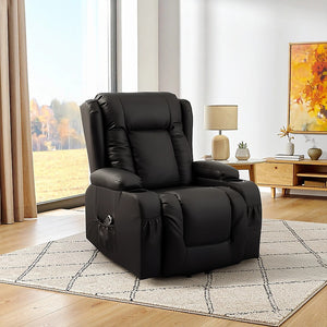 Lift Heated Leather Recliner | Electric Massage Chair | USB Port | Adjustable Comfort