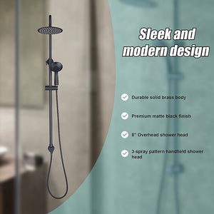 WELS 8" Rain Shower Head Set | Rounded Dual Heads | Faucet | High Pressure | Handheld