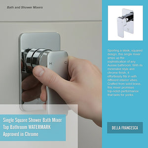 Single Square Shower Bath Mixer Tap | Bathroom | WATERMARK Approved | Chrome