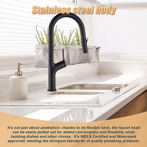 Kitchen, Laundry, Bathroom Basin Sink Pull Out Mixer Tap Faucet | Black