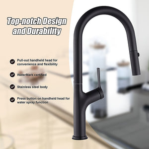 Kitchen, Laundry, Bathroom Basin Sink Pull Out Mixer Tap Faucet | Black
