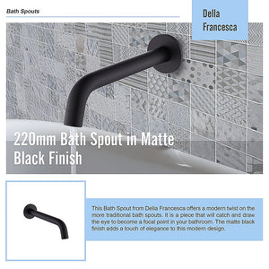 220mm Bath Spout | Matte Black Finish