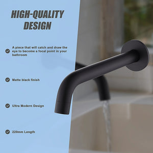 220mm Bath Spout | Matte Black Finish
