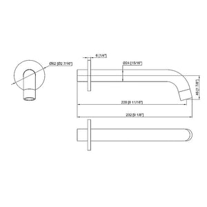 220mm Bath Spout | Matte Black Finish