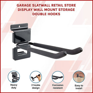 Garage Slatwall Retail Store Display Wall Mount Storage | Double Hooks