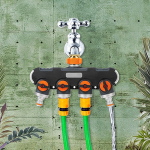 4-Way Garden Water Distributor | Tap Connector | Irrigation Hose Splitter