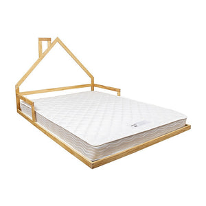 Pine Wood Floor Bed House Frame | Kids and Toddlers | White