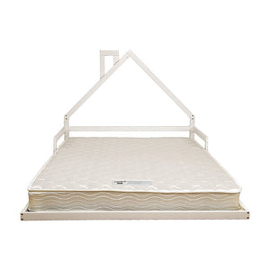 Pine Wood Floor Bed House Frame | Kids and Toddlers | White