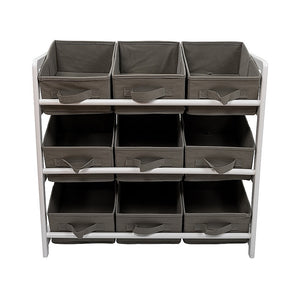 Kids Toy Box Storage Unit | Grey | Children's Bedroom Shelf | Baby Nursery Furniture with Drawers