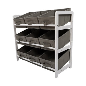 Kids Toy Box Storage Unit | Grey | Children's Bedroom Shelf | Baby Nursery Furniture with Drawers