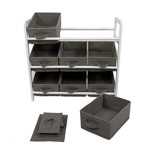 Kids Toy Box Storage Unit | Grey | Children's Bedroom Shelf | Baby Nursery Furniture with Drawers