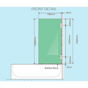 Frameless Swing Bath Panel | 70cm | Black Hardware | Modern Bathroom Divider