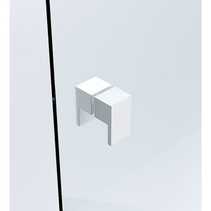 90cm Wall to Wall Frameless Shower Screen with White Brackets and SS Hinges, Square Double Pull Handle