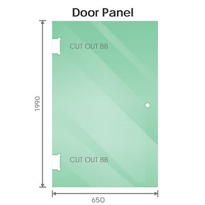 110cm Wall-to-Wall Frameless Shower Screen | Black Channel | Stainless Steel Hinges | Square Double Pull Handle