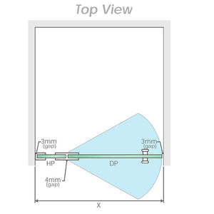 110cm Wall-to-Wall Frameless Shower Screen | Black Channel | Stainless Steel Hinges | Square Double Pull Handle