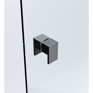 110cm Wall-to-Wall Frameless Shower Screen | Black Channel | Stainless Steel Hinges | Square Double Pull Handle