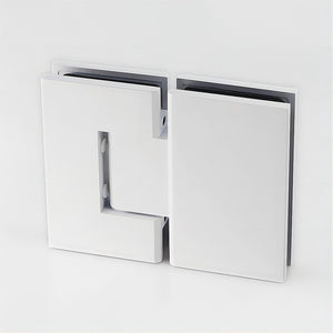 Corner Frameless Shower Screen | 120x80cm | White Brackets | SS Hinges | Square Double Pull Handle