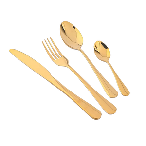 24-Piece Gold Cutlery Set | Stainless Steel | Household Knife, Fork, Spoon | Kitchen Storage Rack | Dinner Service