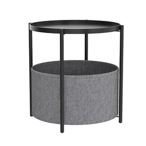 Round Side Table | With Bedside Storage Basket | Compact Modern Accent Table