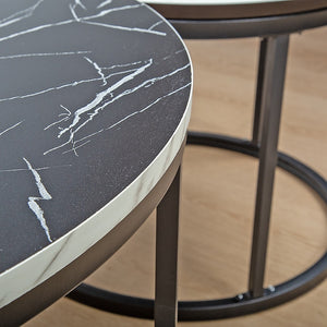 Coffee Table | Round Marble | Nesting Side Furniture