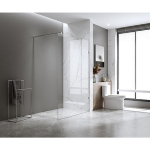 Shower Glass Screen | 70x200CM | Chrome F-Brackets | Round Pole | Stylish Minimalist Look