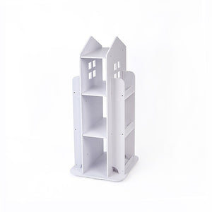 Rotating Bookcase Bookshelf | Kid's Book Organiser Rack | Wooden Castle Display Shelf