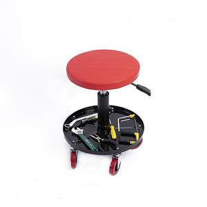 Rolling Shop Stool | Mechanics Garage Stool | Adjustable Work Seat Creeper