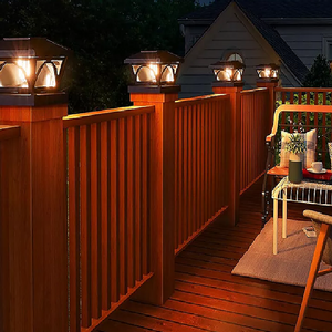 2 Pack Outdoor Flame Light | Solar Powered | Post Deck & Fence Cap