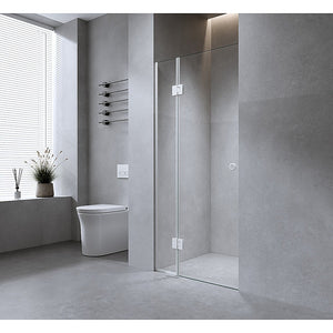 Wall-to-Wall Frameless Shower Screen | 120CM | Chrome Channel | SS Hinges | Round Handle