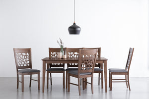Allegro Dining Table Set | 7 Piece | Table + 6x Asbel Chairs | Cocoa Finish | Modern Dining Room Set